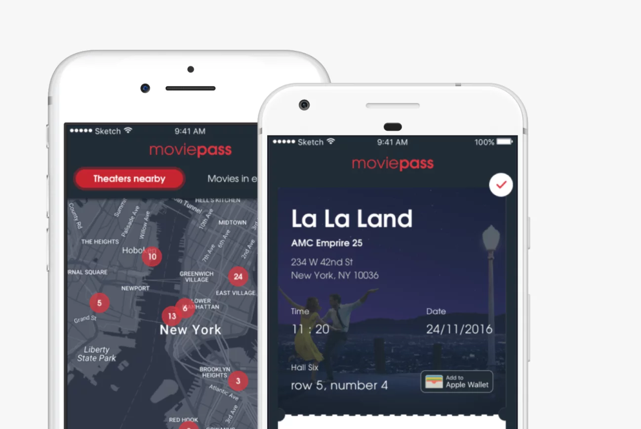 MoviePass' app that lets subscribers know of nearby participating cinemas