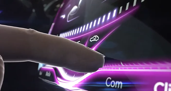 The 3D edges work as sliders for adjusting settings like volume and temperature