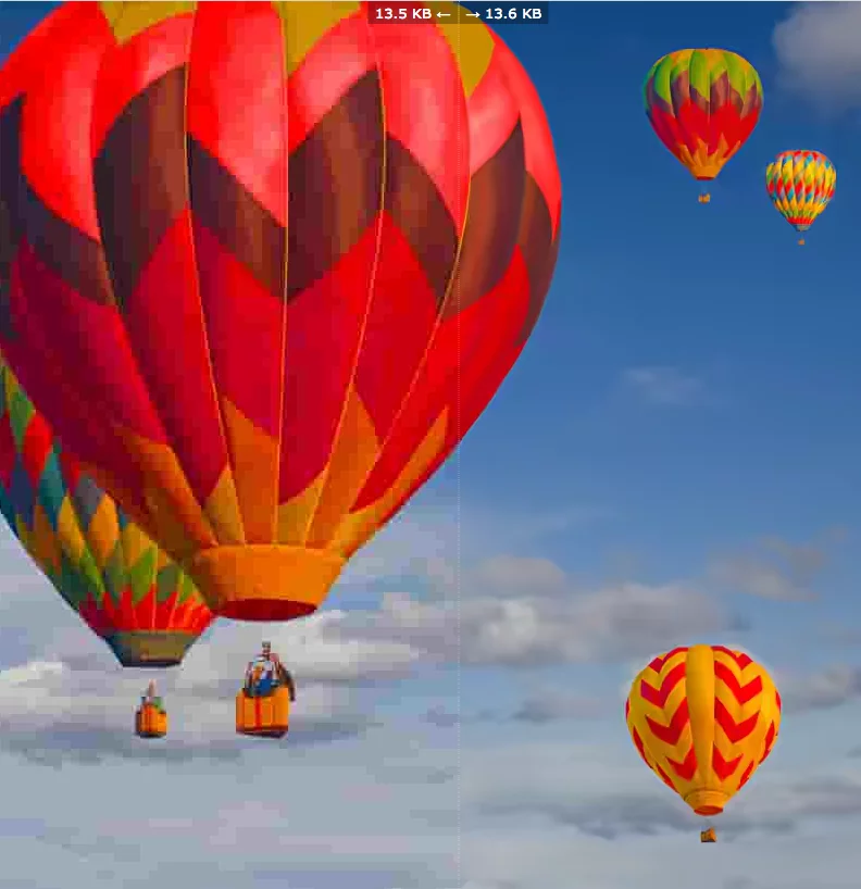 Heavily compressed JPEG (left) and heavily compressed BPG (right)