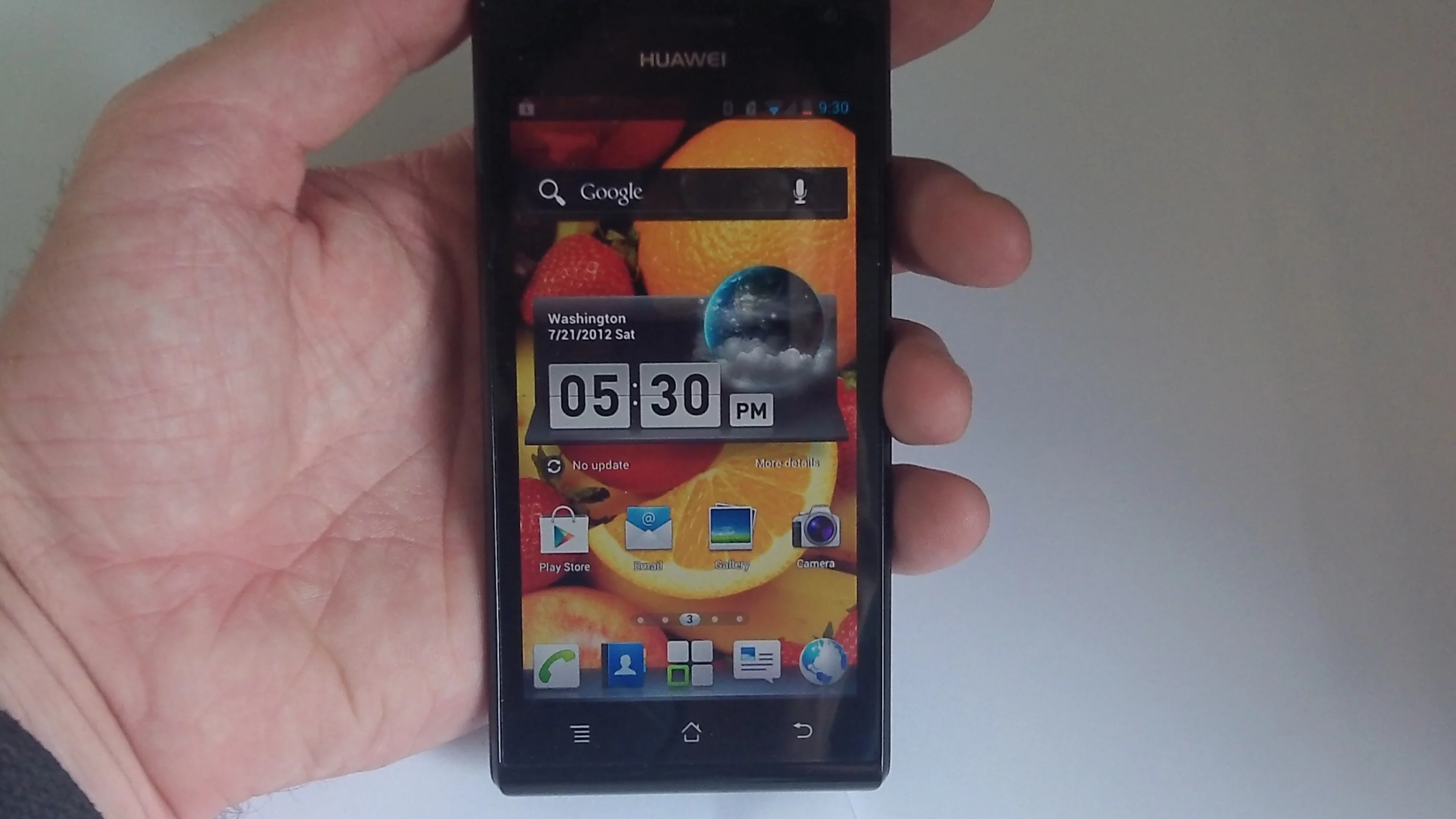 The home screen on my test unit