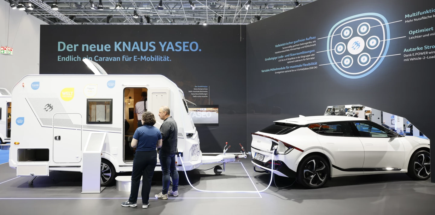With no LPG on board, the Yaseo trailer taps into an electric tow vehicle to power its all-electric fe