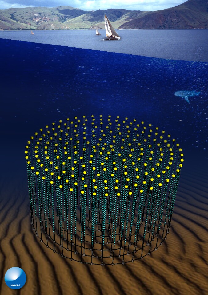 Artist's impression of the KM3NeT infrastructure
