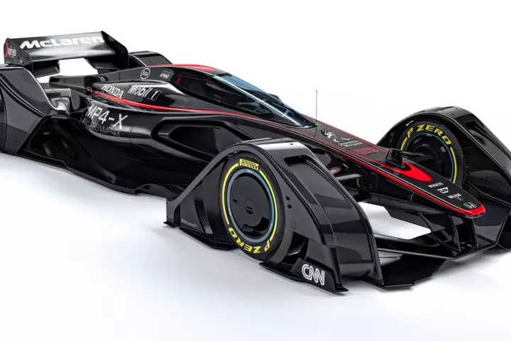 The McLaren MPX-4 concept race car gives one potential vision for the future of Formula One