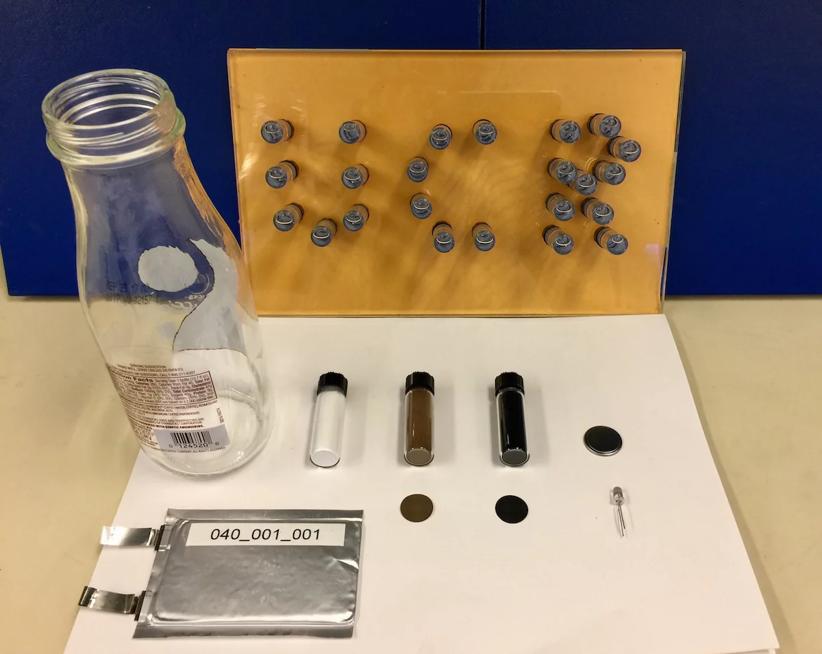 Glass bottles can be a good source of silicon dioxide, which can be crushed into nanoparticles and used to make anodes for coin cell batteries