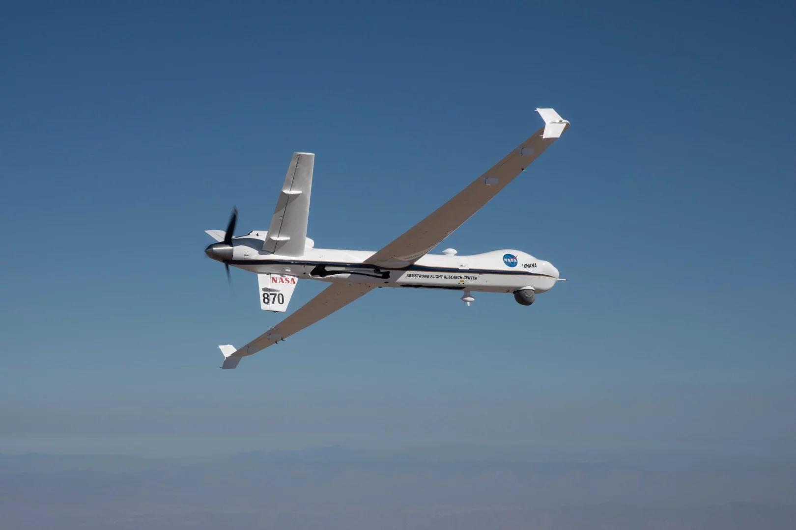 NASA’s remotely-piloted Ikhana aircraft, based at the agency’s Armstrong Flight Research Center, is flown in preparation for its first mission in public airspace without a safety chase aircraft