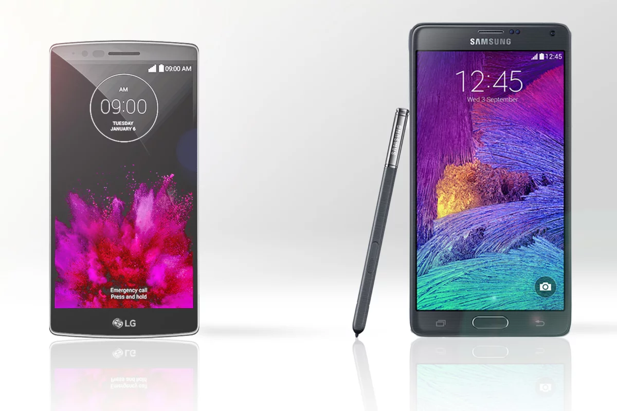 Gizmag compares the features and specs of the curved LG G Flex 2 (left) and Samsung Galaxy Note 4