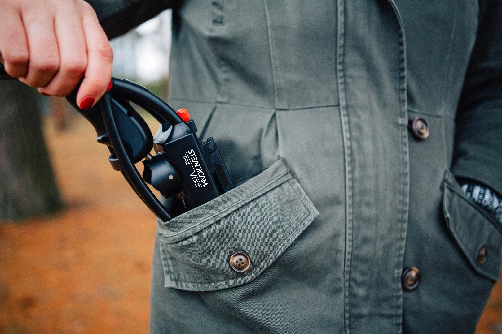 The Steadicam Volt folds up when not in use