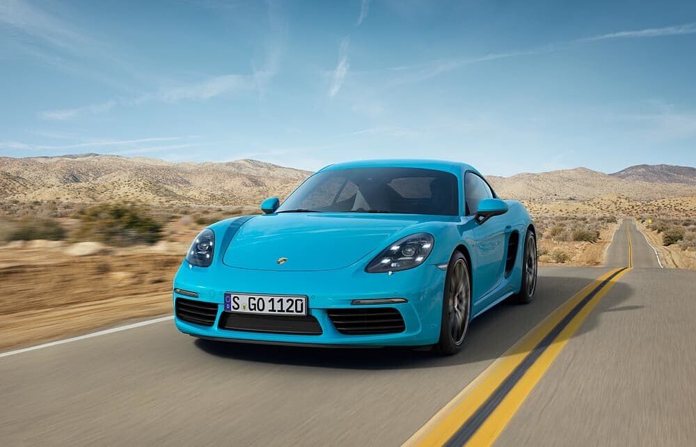 The 718 has the new signature 'ice cube' headlights Porsche has fitted to the 911