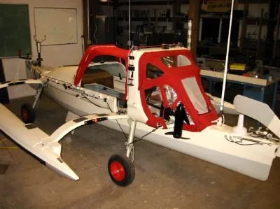 Microship with its retractable landing gear down