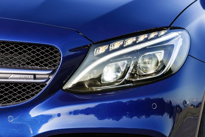 A view of the Mercedes-AMG C 63 Estate's front lights
