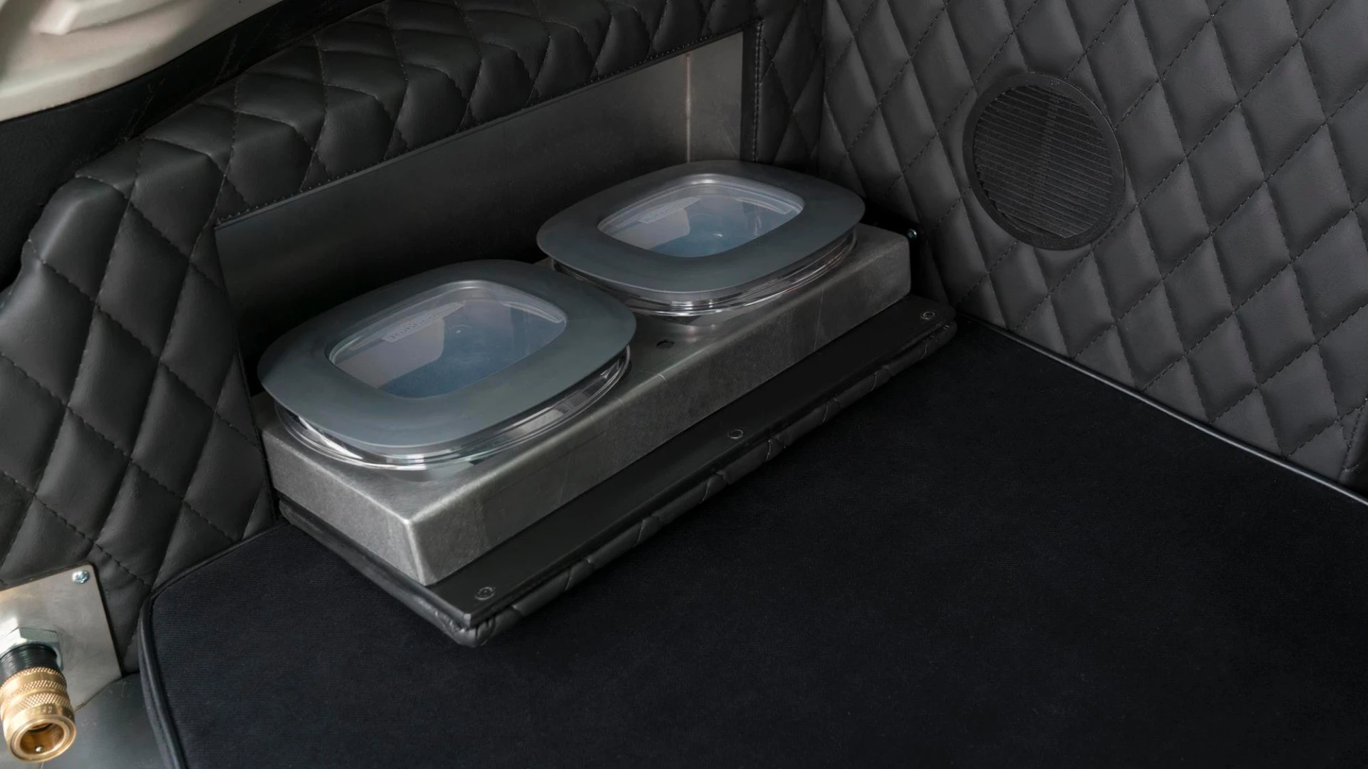 These fold-down, spill-proof (let Fido be the judge of that) pet bowls are integral to the pet area of the Rogue Dogue