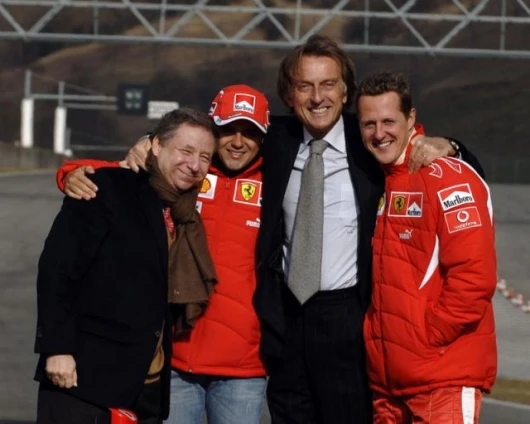 Jean Todt, Felipe Massa, Luca di Montezemolo and Michael Schumacher