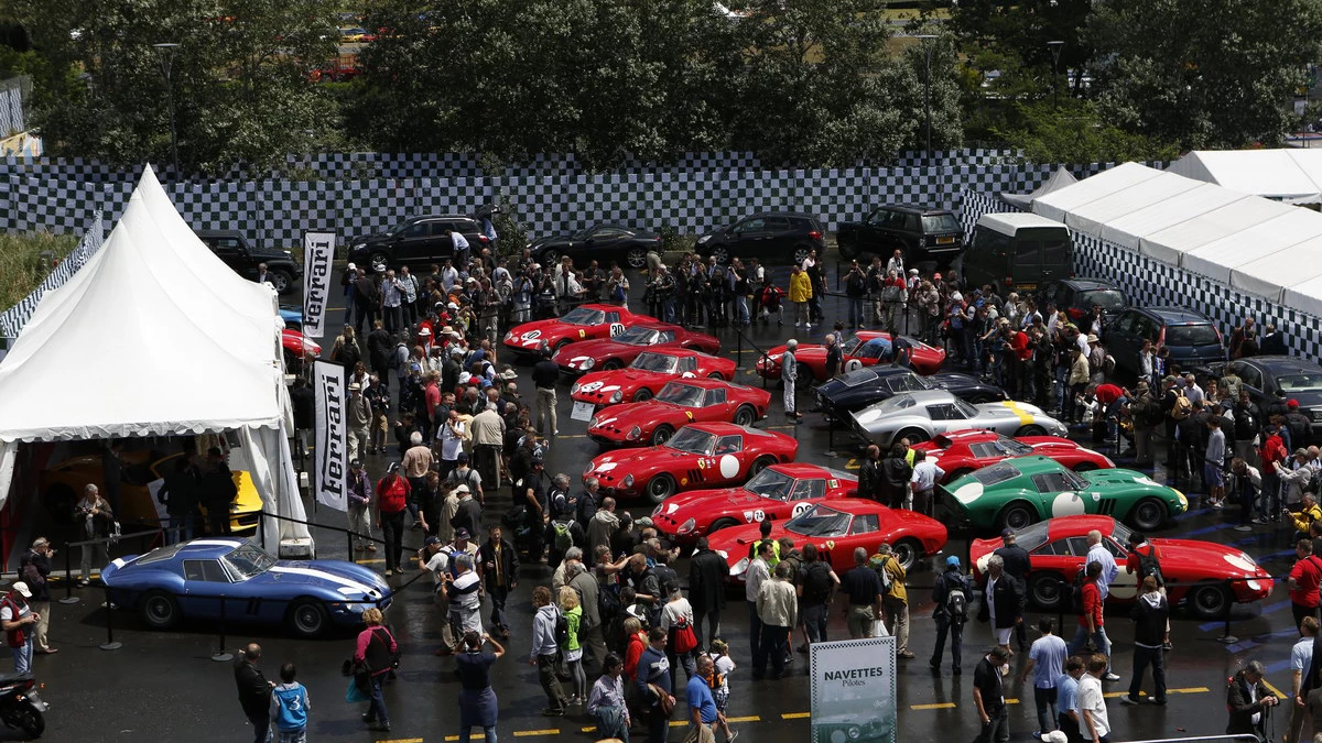 A king's ransom of Ferraris (including 20 Ferrari 250s, four Californias and four GTOs) recently assembled for a rally called “Le 250 Tornano a Casa”, with the final destination being Maranello. This pic was snapped at the 2014 Le Mans Classic. Image: Ferrari