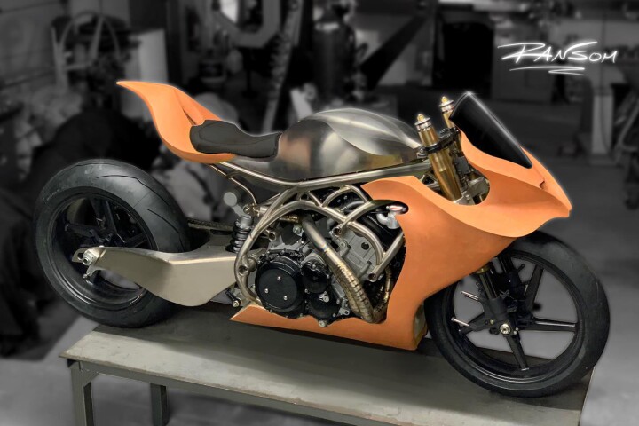 Don't mind the orange bucks – the bike will be all metal when finished, anodized to provide color highlights