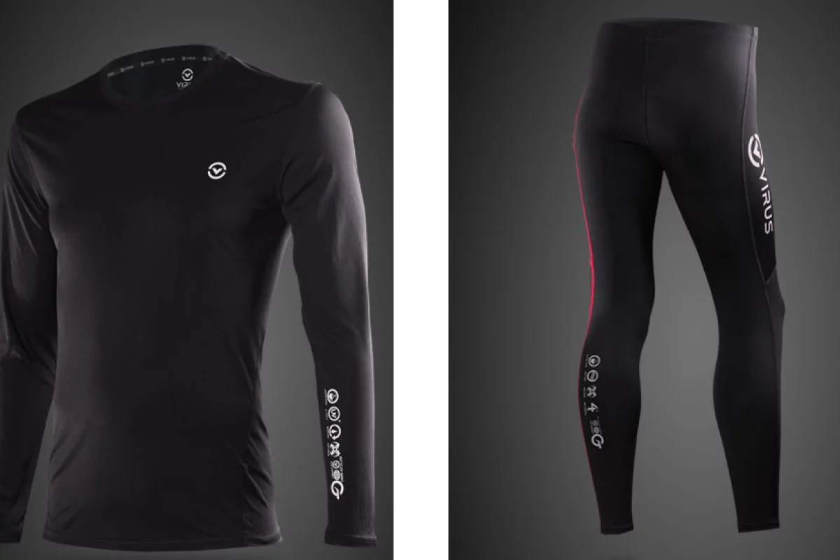 Virus base layer garments provide use recycled coffee beans in the fiber to provide warmth and protection