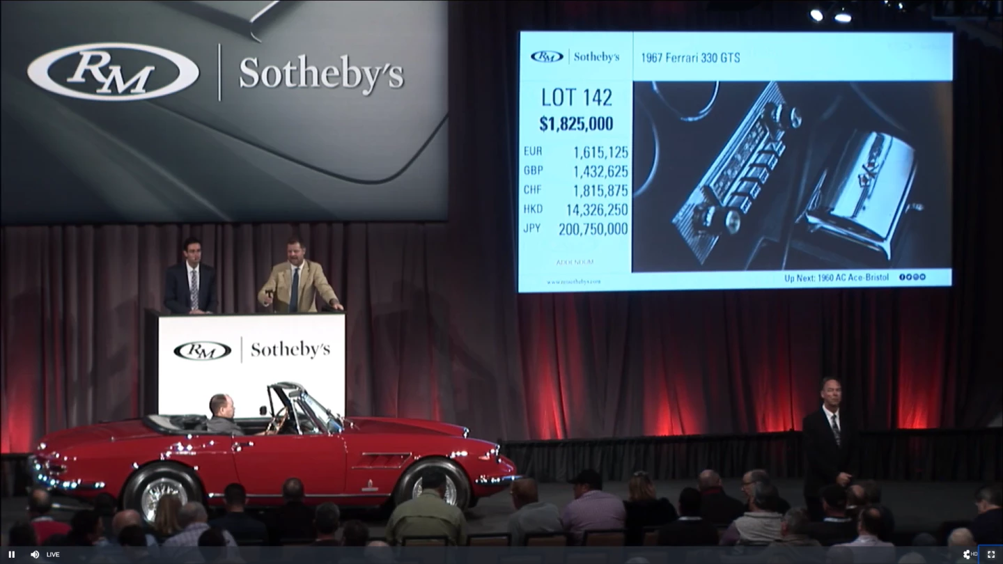 $2,012,500 | 1967 Ferrari 330 GTS by Pininfarina | Auction Link: RM-Sotheby's