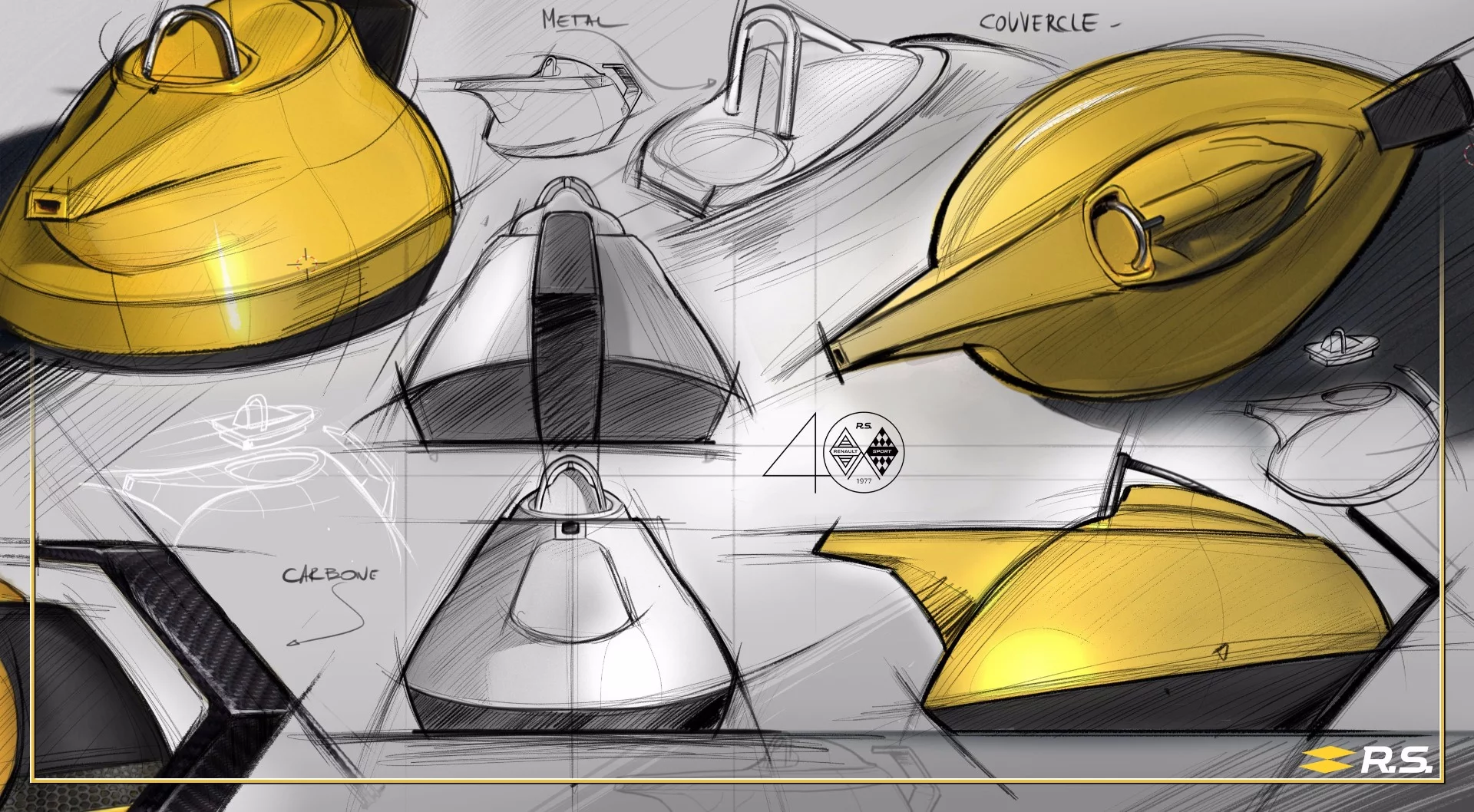Design sketches of The Yellow Teapot