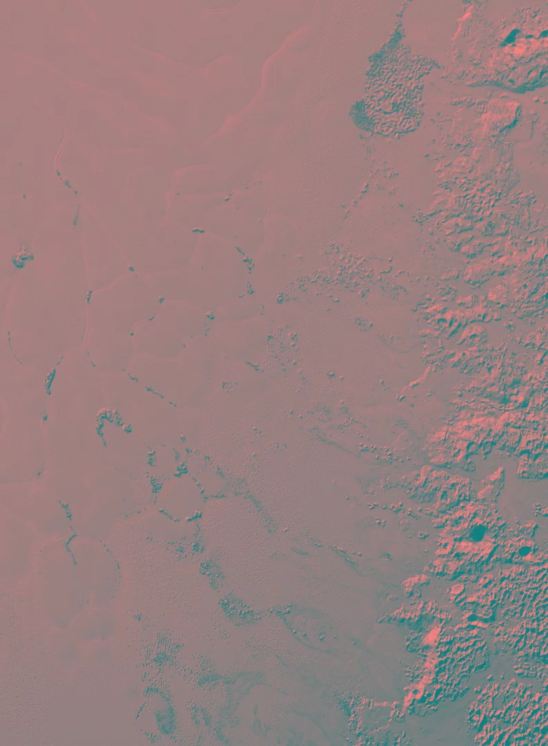 New Horizons image displaying the cell-like formations of Sputnik Planitia