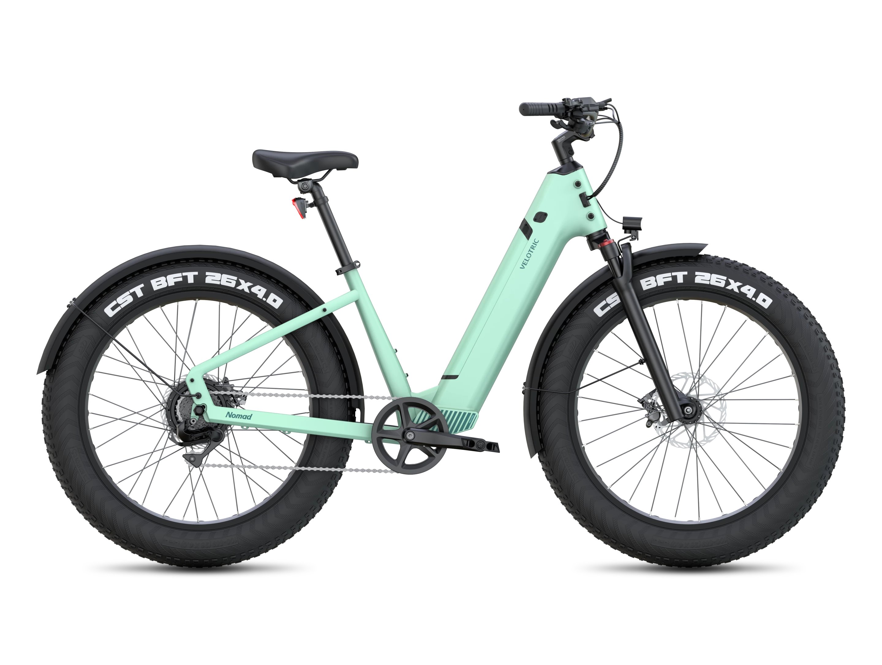 The Nomad 1 rolls on chunky 4-inch-wide fat tires
