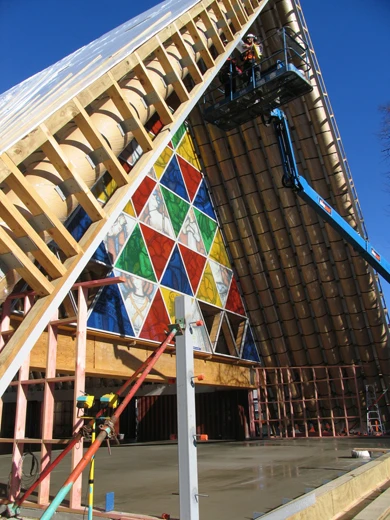 The cathedral is due to open to worshippers on August 11 (Photo: Shigeru Ban Architects)
