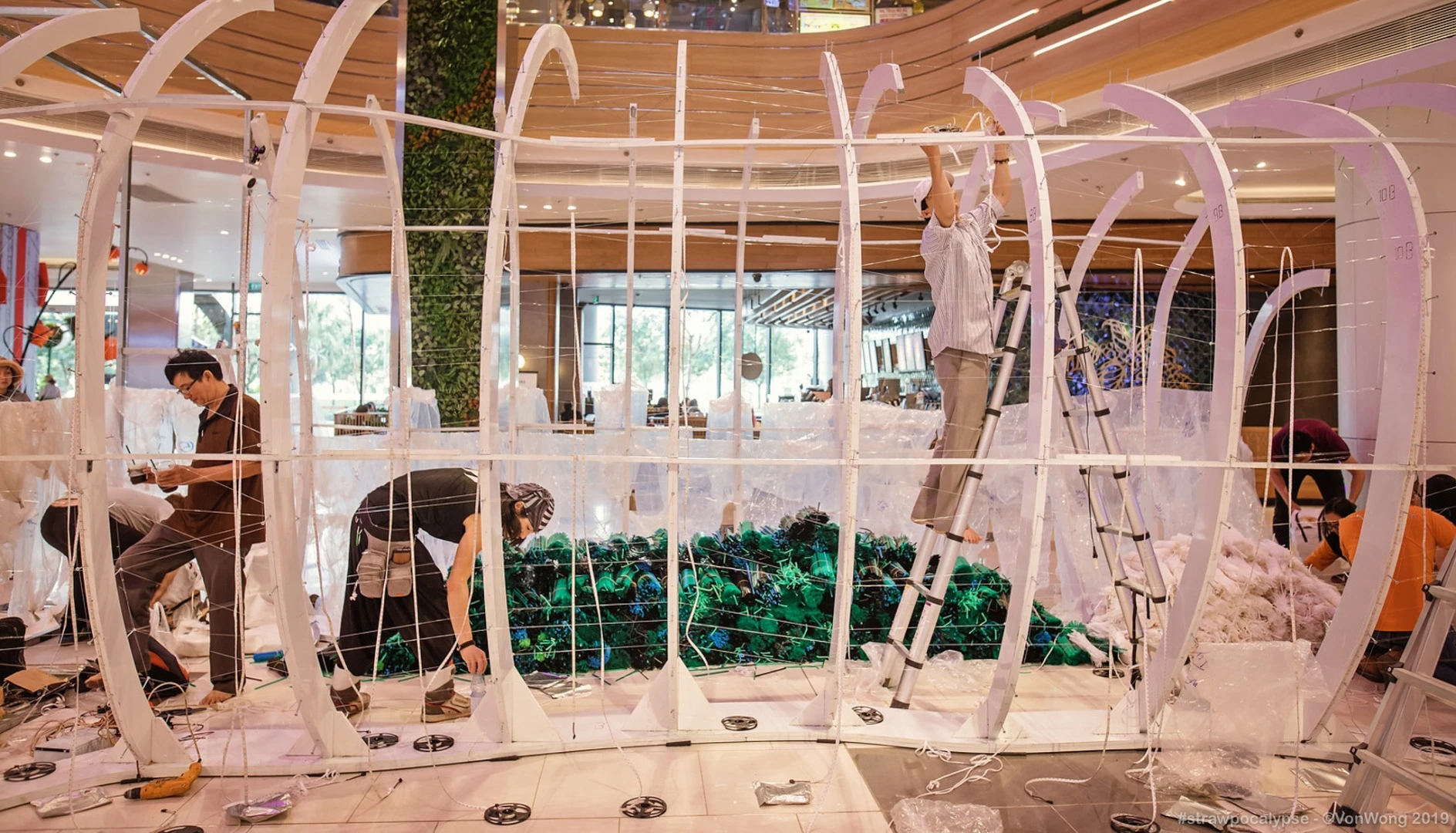Construction of the Strawpocalypse installation