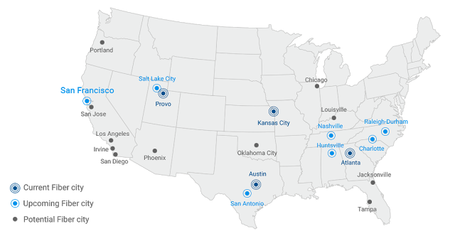 Google is looking at expanding Fiber to a number of cities