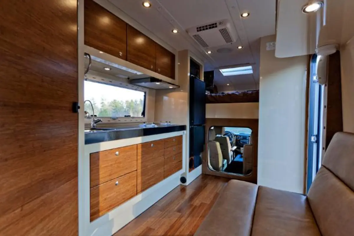 The interior is defined by bamboo and Corian