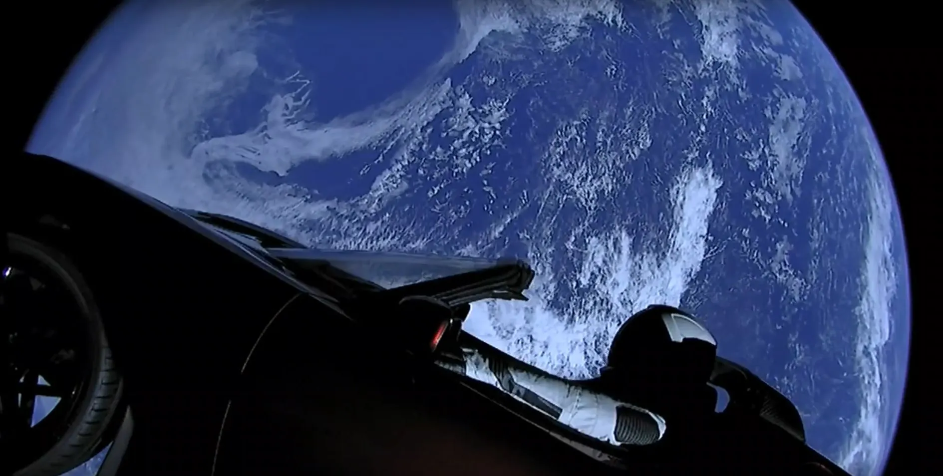 The Tesla Roadster looking like something out of 2001: A Space Odyssey