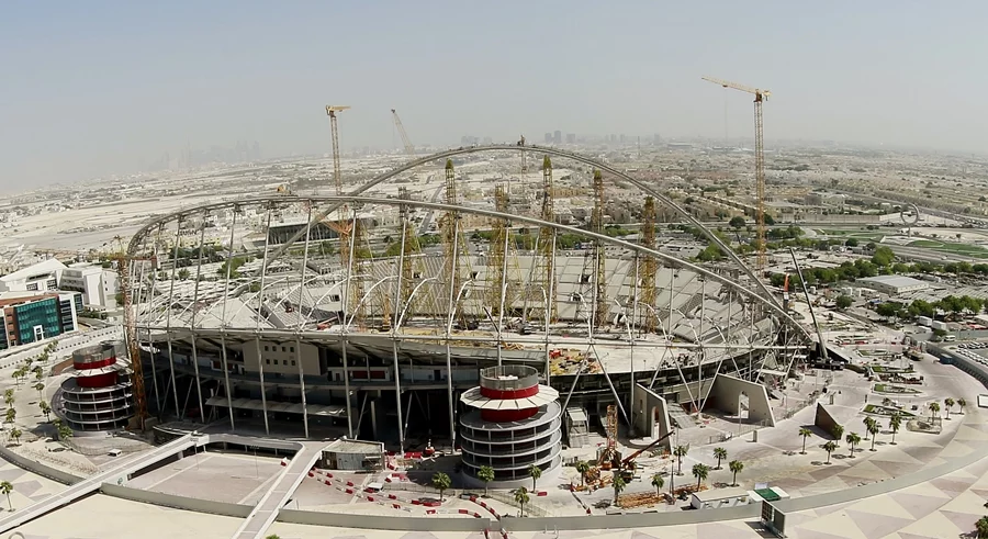 A view of the Khalifa International Stadium construction from the air
