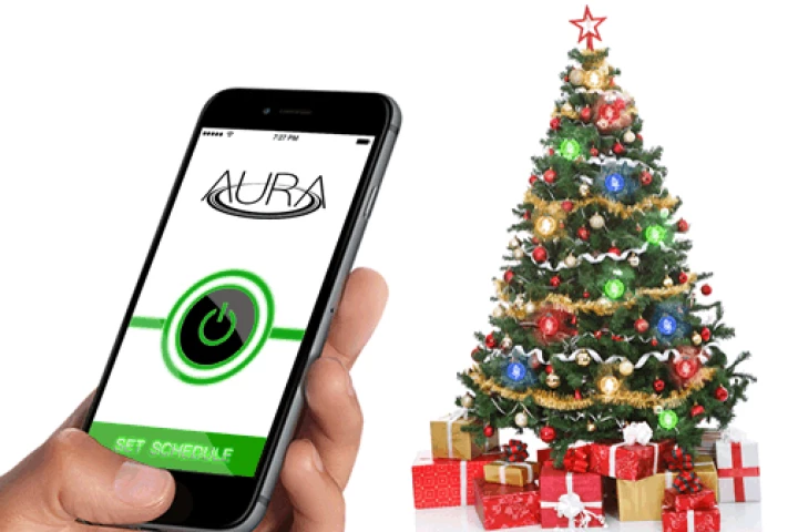 The Aura Christmas lights are powered and controlled wirelessly
