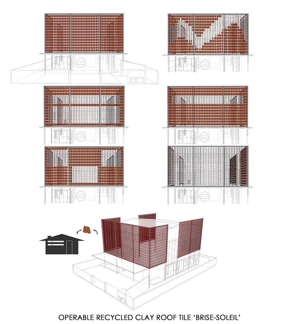 Architectural drawing of the Clay Roof House
