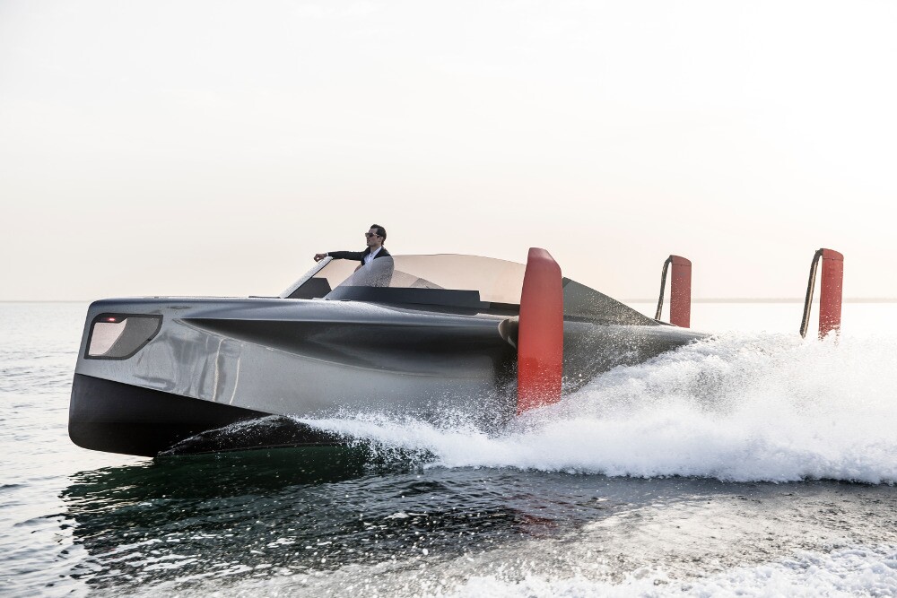 Foiler "flying yacht" is a sleek, hybridpowered hydrofoil