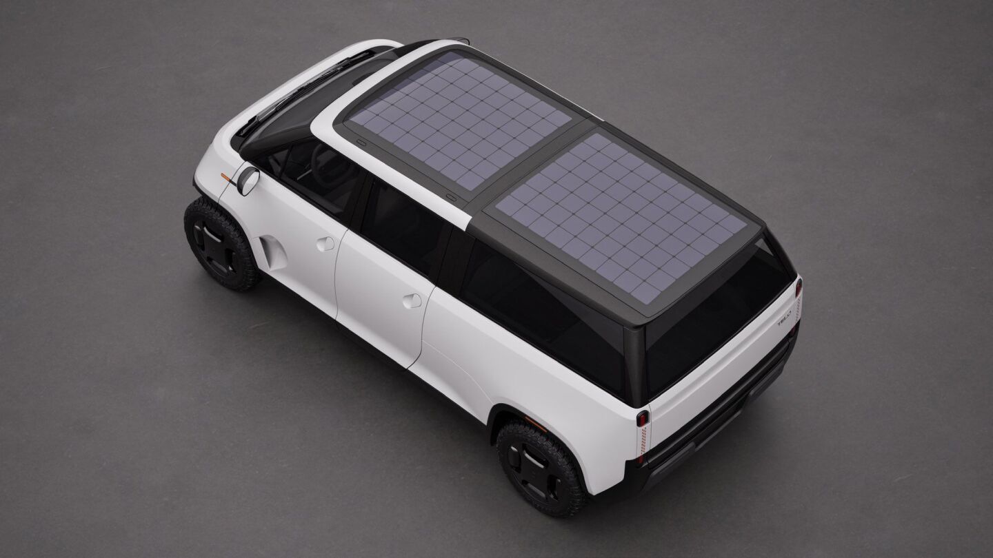 Aptera reports that each of its solar panels, seen here in camper shell configuration, can generate up to 200 watts in peak sunlight for 1-2 kWh of energy per day