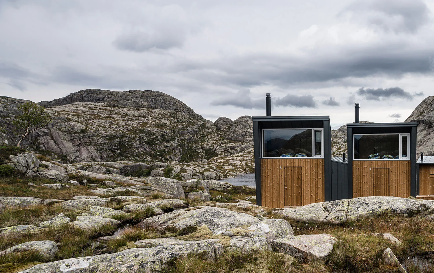 The cabins include a wood-fired sauna