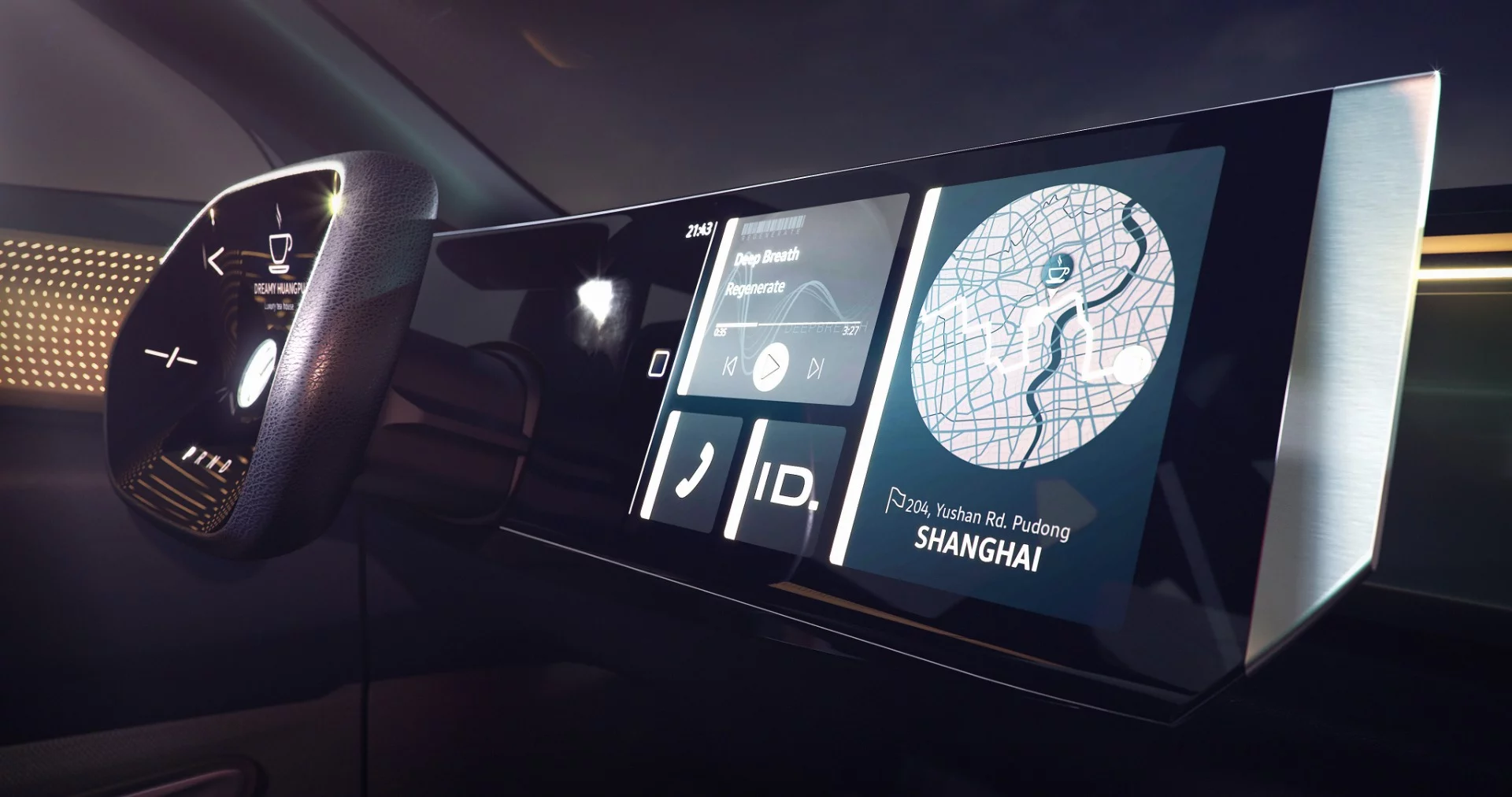 Large, simple touch screen infotainment unit