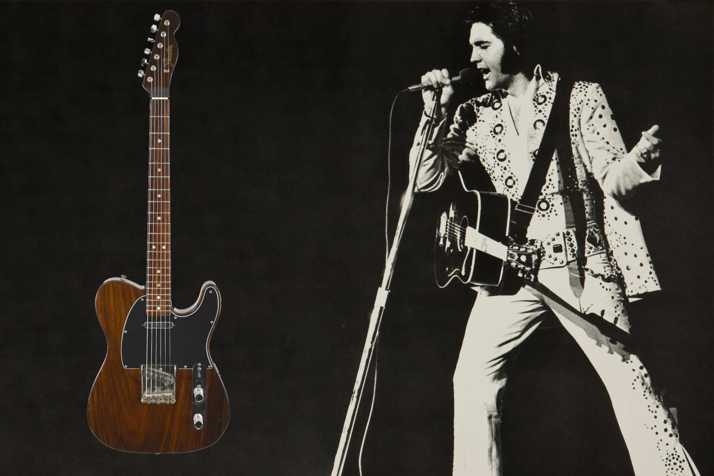 This Fender Telecaster Rosewood prototype is the first of just six rosewood solid body telecasters produced by Fender, and was given to Elvis Presley in 1968.