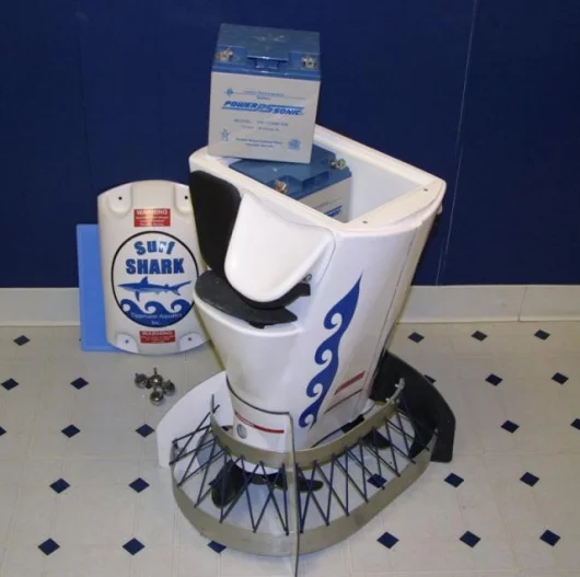 The top removed showing the batteries