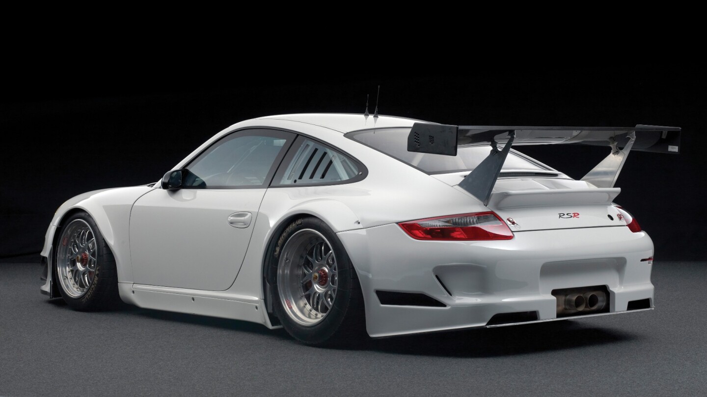 This 2010 Porsche 911 GT3 RSR racing machine is one of two RSR examples with the powerful 455 hp 4-liter M97 engine. Completing assembly on April 20, 2010, this RSR was finished in white paint and sold to the semi-works race team of BMS Scuderia Italia. It won the 2010 24 Hours of Spa and finished third in class at the 2010 24 Hours of Le Mans.