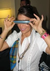 American Idol's Paula Abdul is impressed by ezGear's ezVision video glasses.