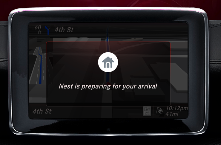 Mercedes-Benz is integrating with Nest to offer drivers the ability to coordinate their home temperature with arrival estimates (Image: Mercedes-Benz)