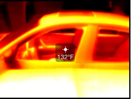 Seek Thermal showing a car's temperature profile