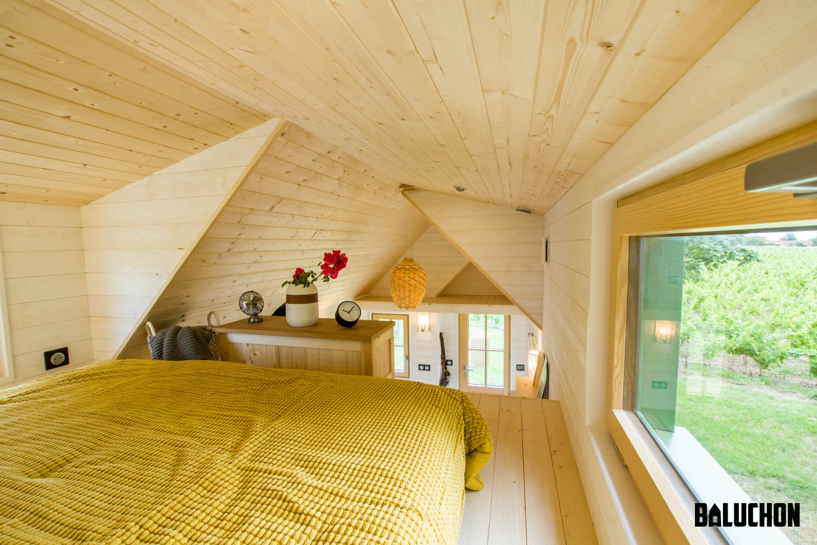 La Mésange Verte has two lofts: one has a bedroom and the other is smaller and used for storage space