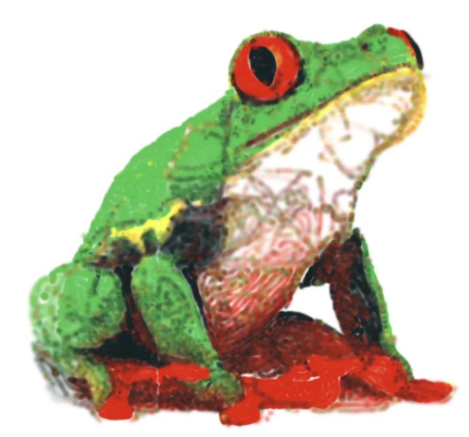This spray-painted frog was re-created from a photo