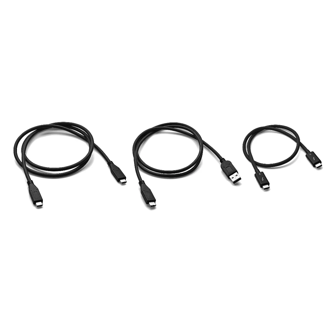 There are Thunderbolt and USB-C cables included in the box