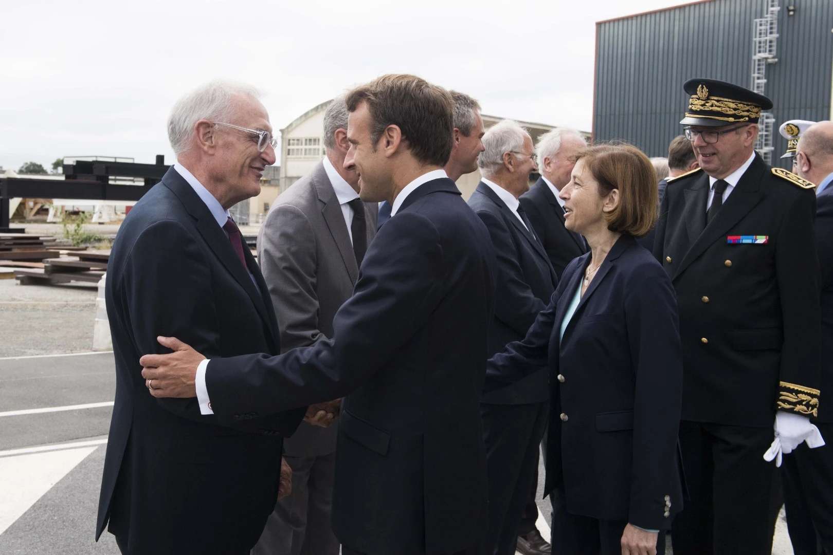 Hervé Guillou, CEO of Naval Group (Left) and President Macron (Right)
