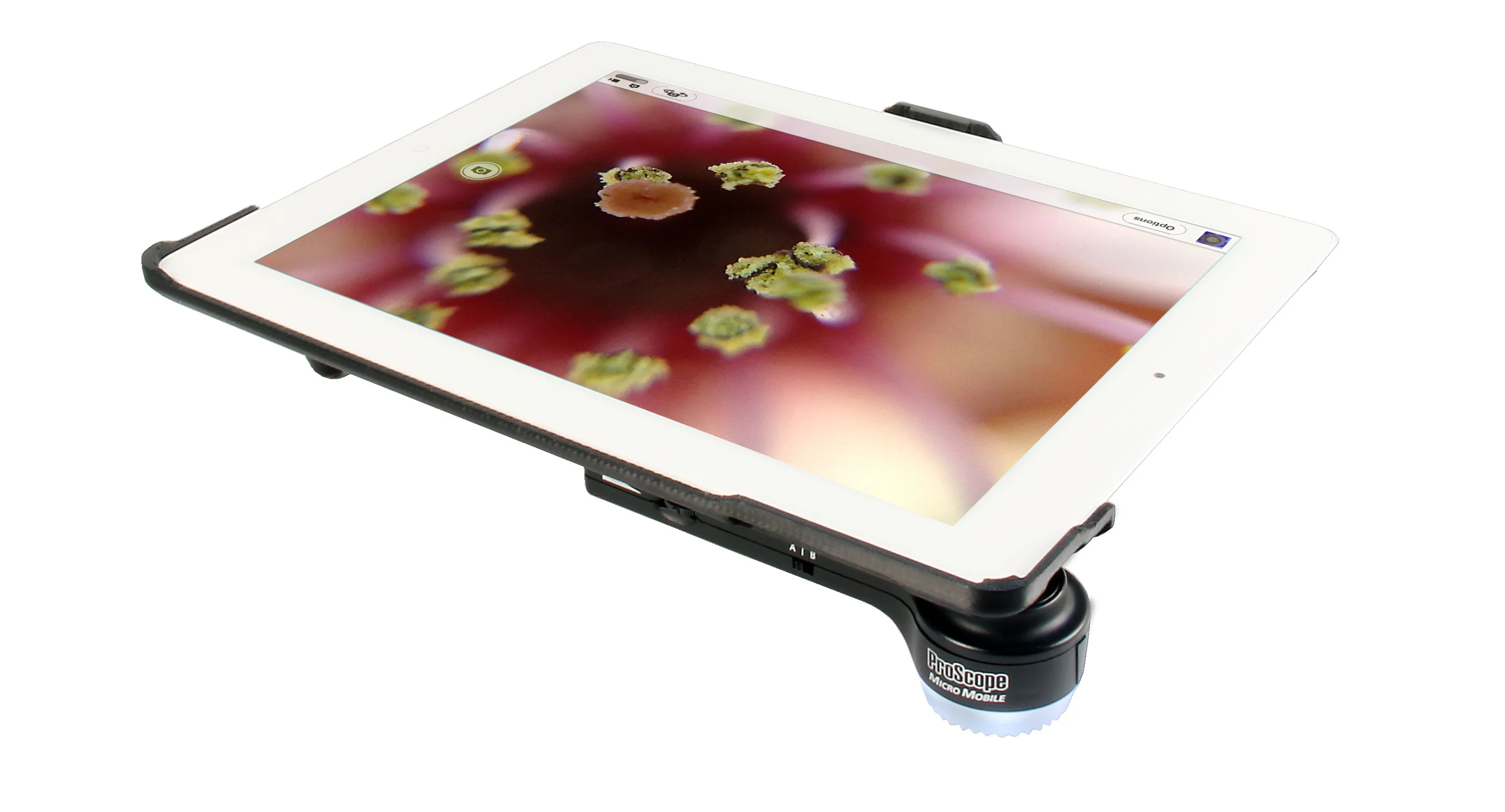 The ProScope Micro Mobile, mounted on an iPad