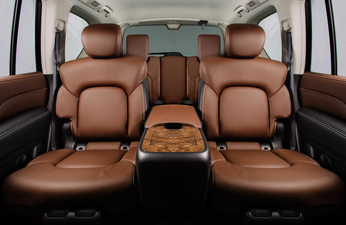 Captain's chairs in the second row of the 2021 QX80 are standard, but a bench is an option