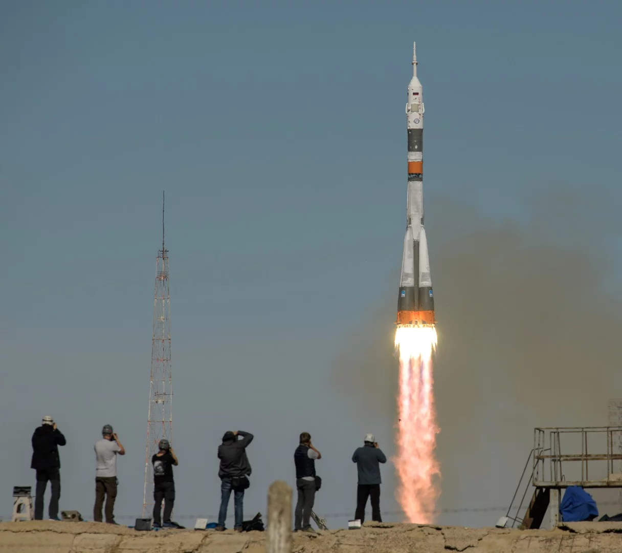 Soyuz being photographed at lift off
