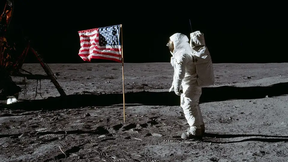 Buzz Aldrin on the Moon in 1969