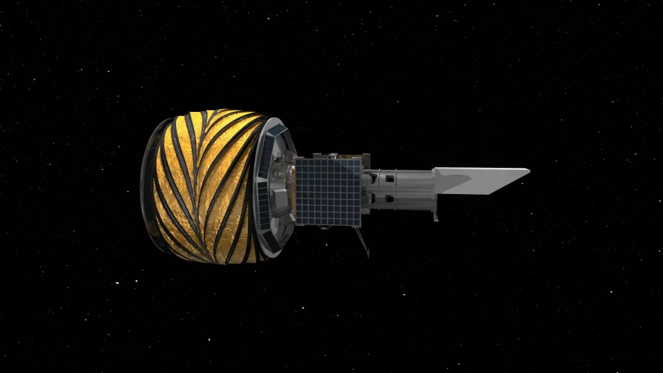 Artist's impression of the folded Starshade and space telescope (Image: NASA)